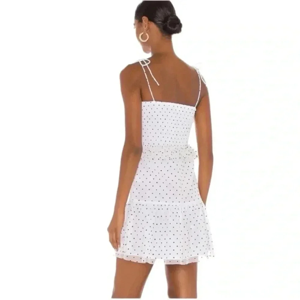 LOVERS + FRIENDS | NWOT Blakeley Mini Dress | Black White Polka Dot Ruffles | L - Picture 2 of 11
